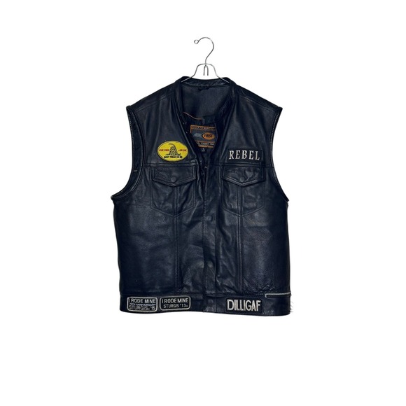 Cw Classics Other - First Classics Mens Vest Vintage‎ Genuine Leather Motorcycle Logo Black Large